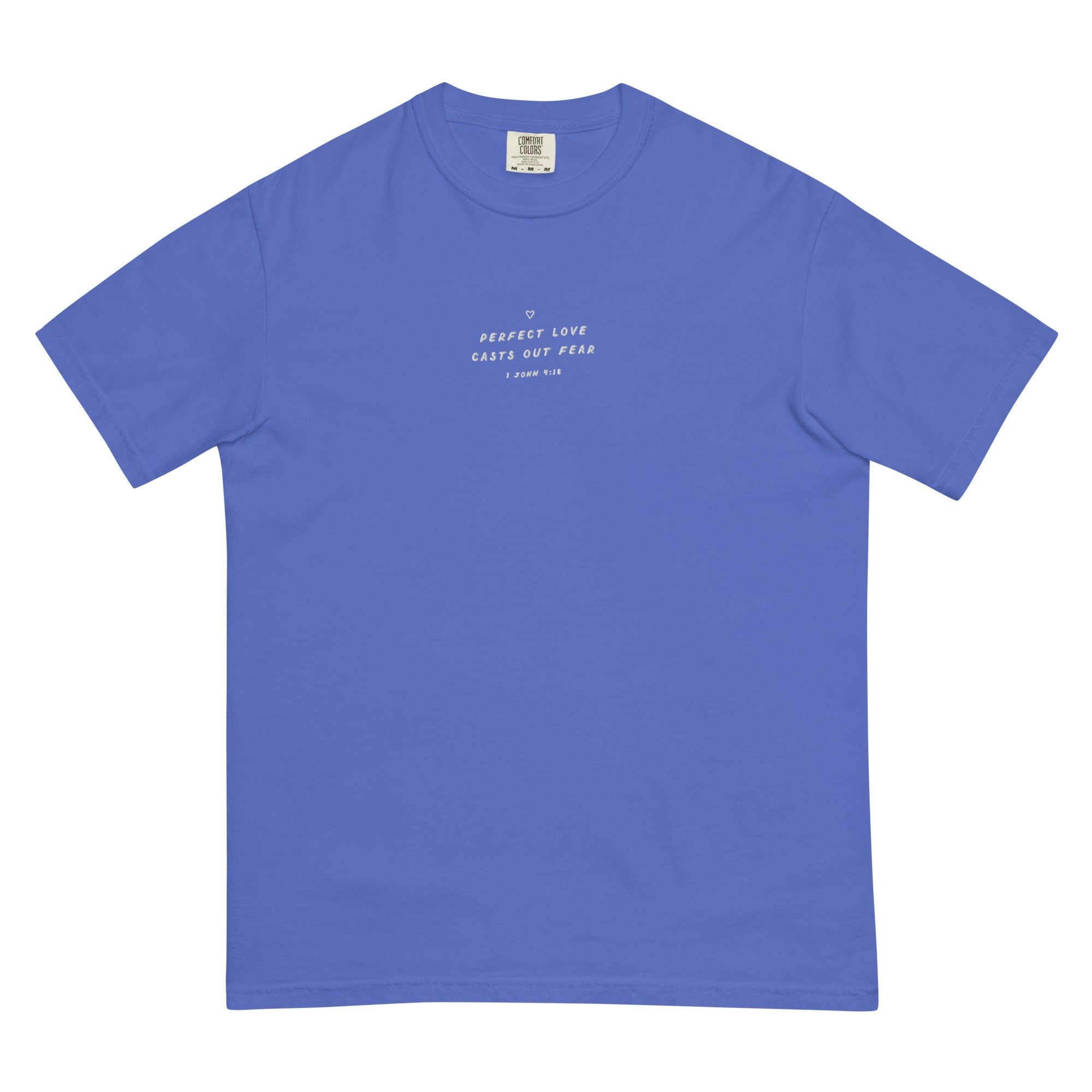 Perfect Love, Christian T-shirt Embroidered, Bible Verse Shirt, Comfort Colors